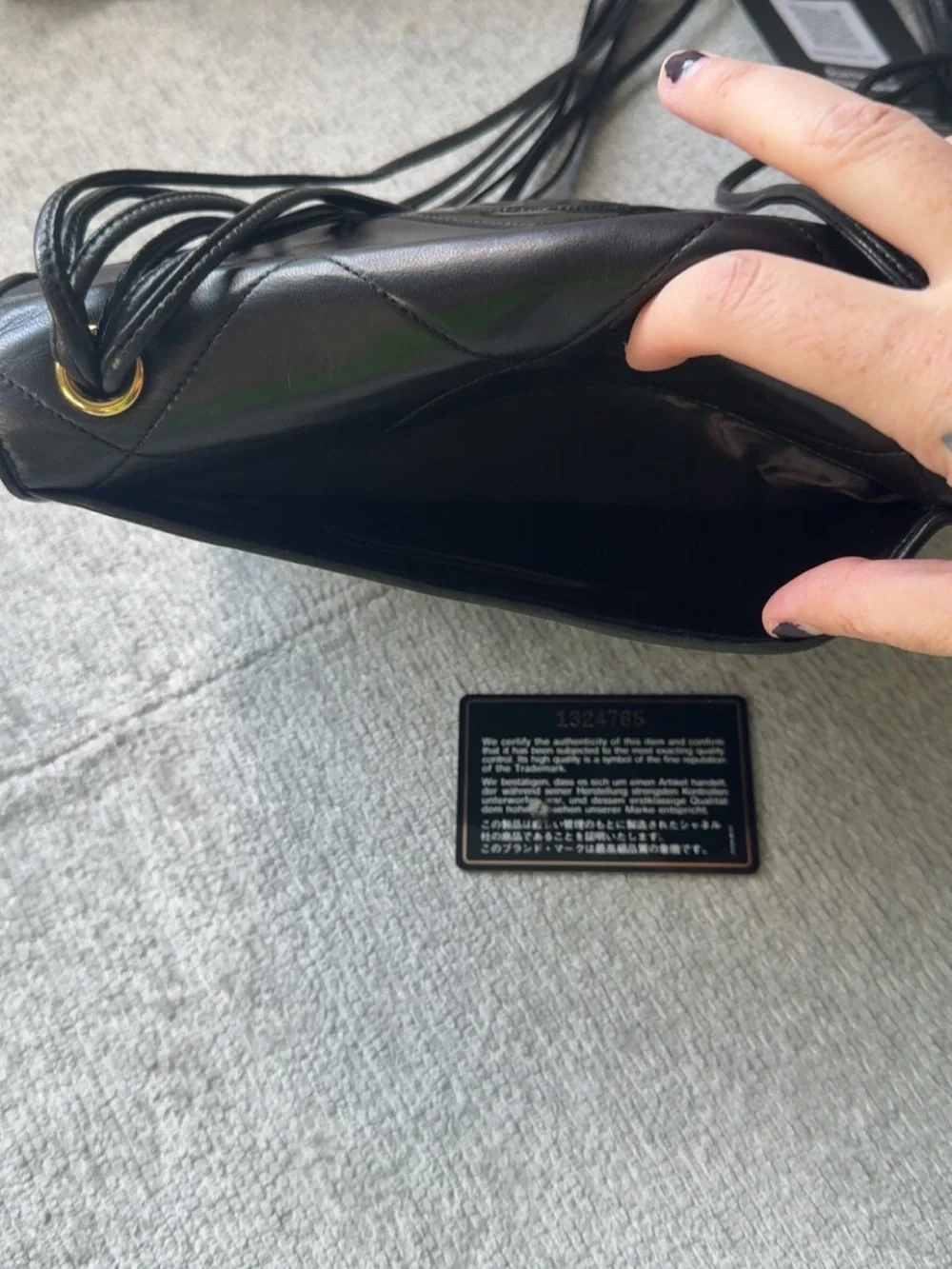 Rare Vintage CHANEL 1 Series Black Quilted Leather Envelope Shoulder Bag COA